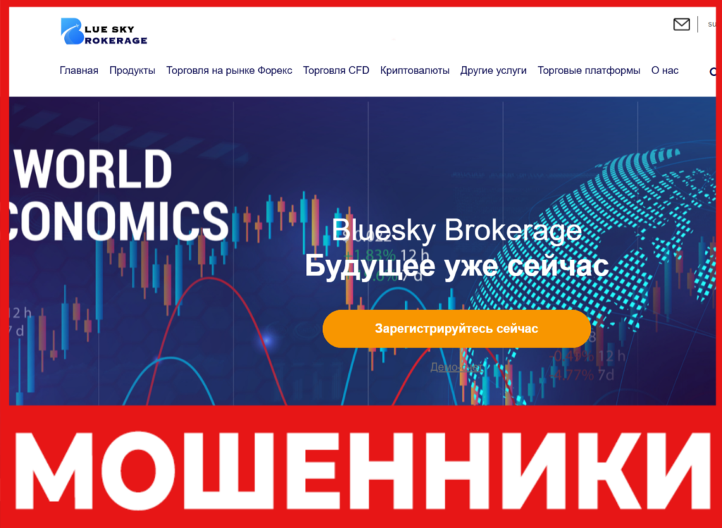 BlueSky Brokerage лицевая сторона скрин