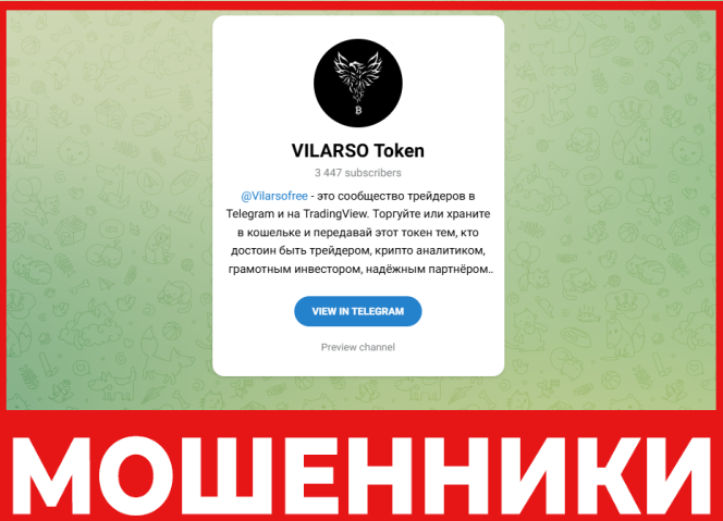 VILARSO Token лицевая сторона скрин