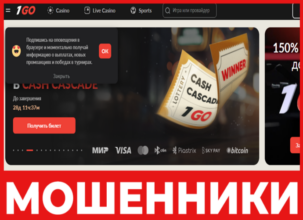 1Go Casino лицевая сторона скрин