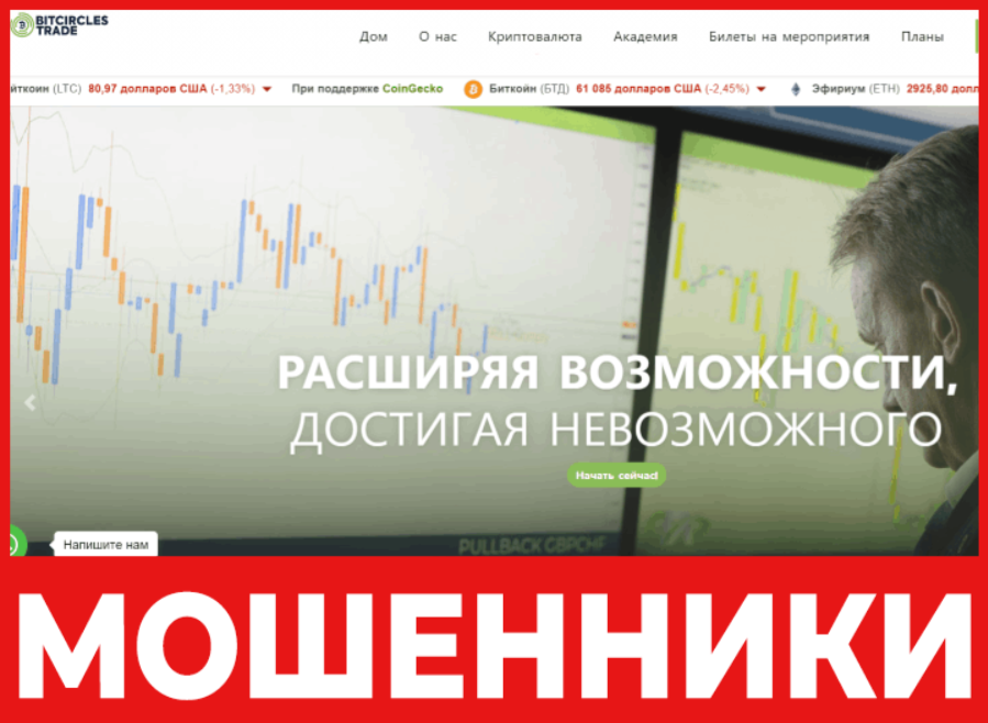 BitСirclesTrade лицевая сторона скрин