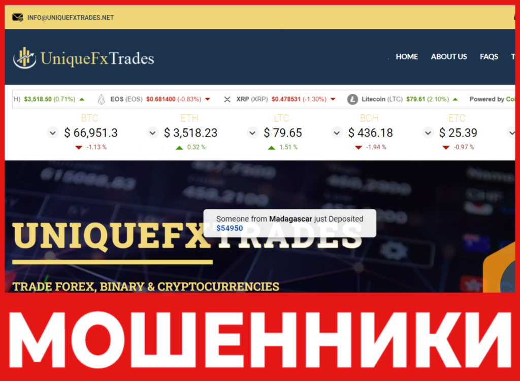 Uniquefx Trades лицевая сторона скрин