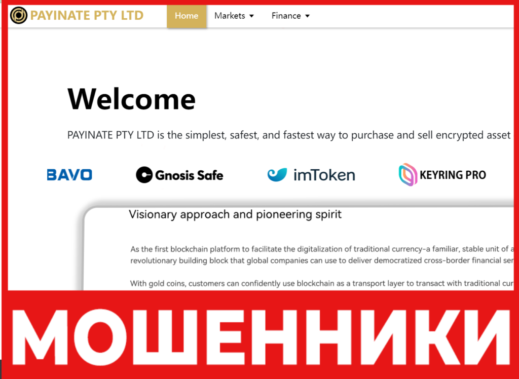 Payinate Pty Ltd лицевая сторона скрин