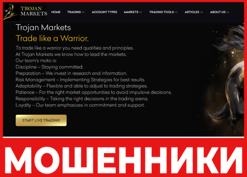 Trojan Markets лицевая сторона скрин