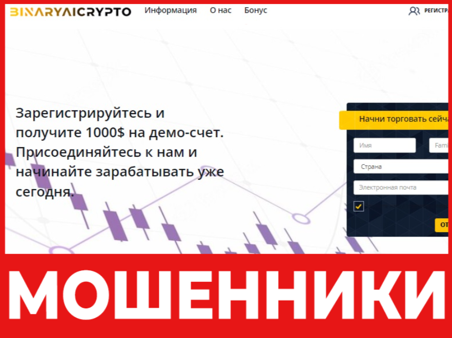 Binary AI Crypto лицевая сторона скрин