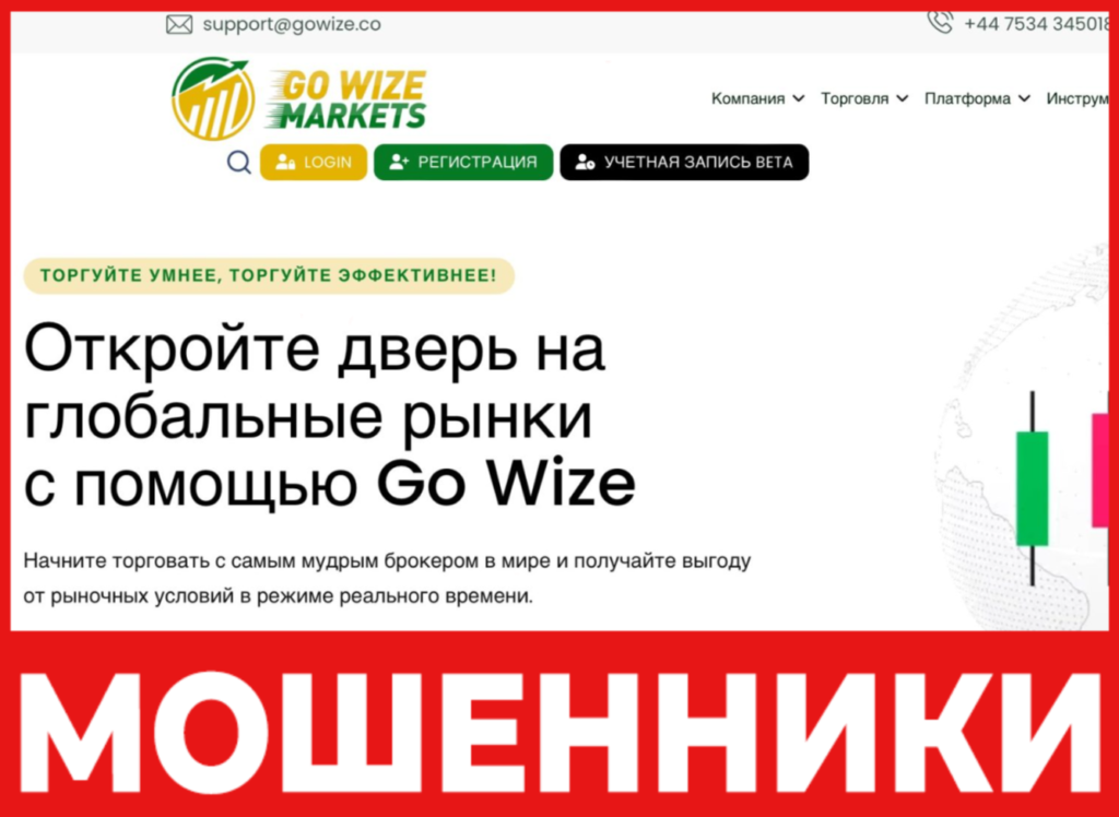 Go Wize Markets лицевая сторона скрин