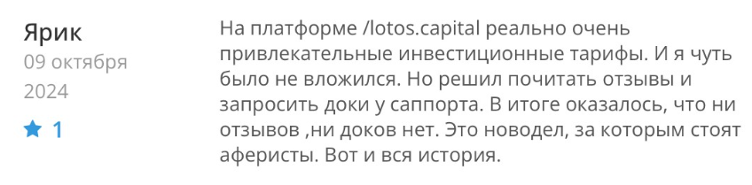 Lotos Capital LTD 1 скрин
