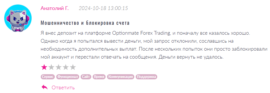 Optionmate Forex Trading 1 скрин