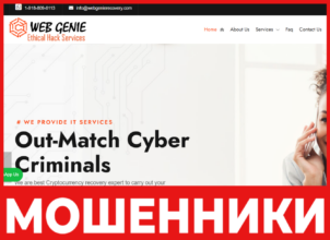 USE WEB GENIE RECOVERY & SECURITY SERVICE лицевая сторона скрин