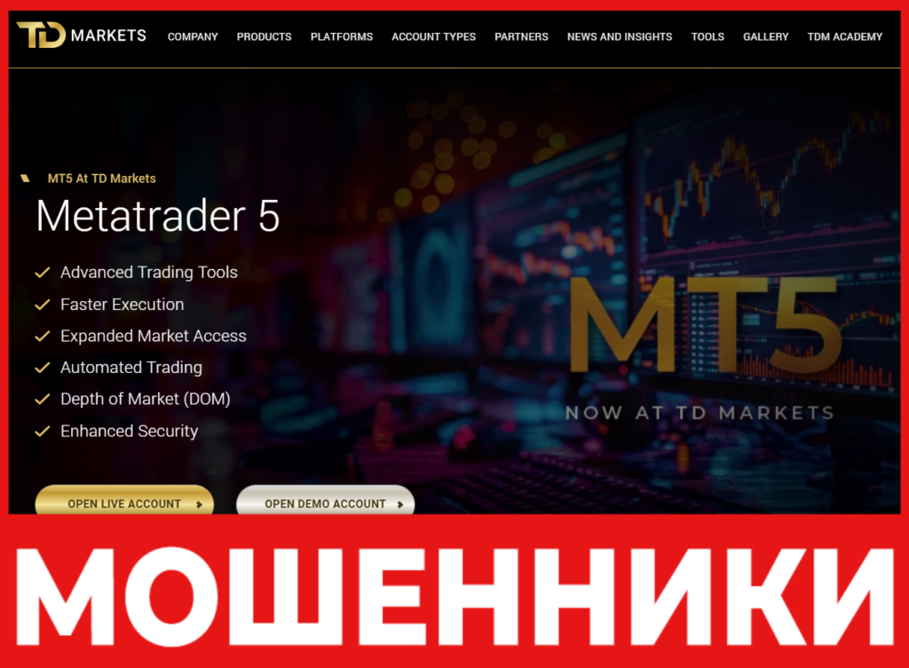 TD Markets лицевая сторона скрин