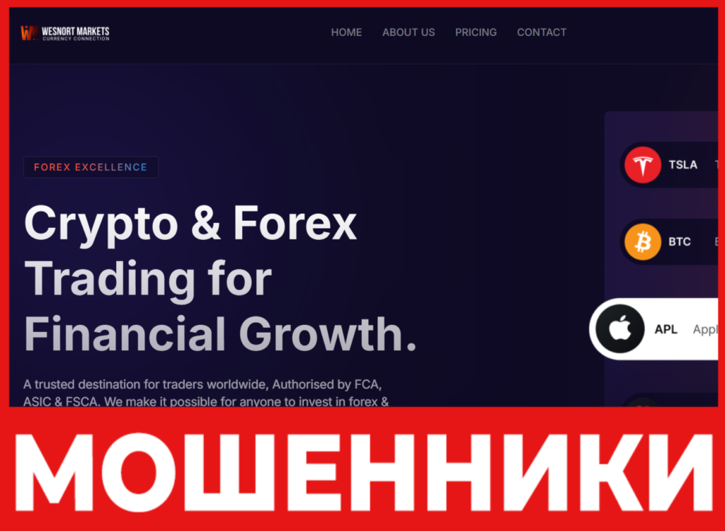 Wesnort Markets лицевая сторона скрин