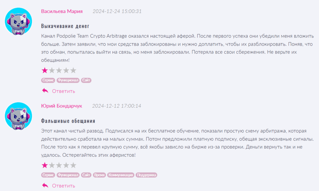 Podpolie Team Crypto Arbitrage_1 скрин