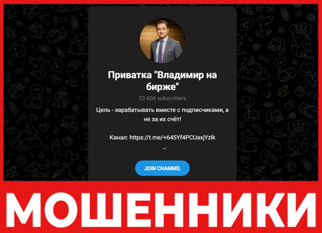 Приватка “Владимир на Бирже” лицевая сторона скрин