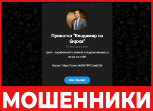 Приватка “Владимир на Бирже” лицевая сторона скрин