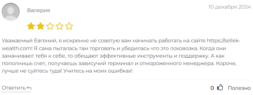 Sellek Wealth Management Ltd 1 скрин
