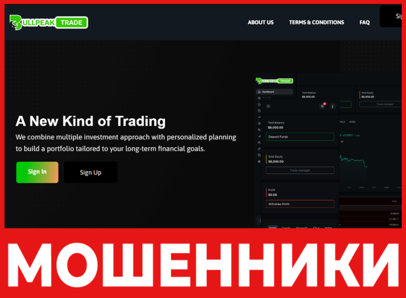 Bull Peak Trade лицевая сторона скрин