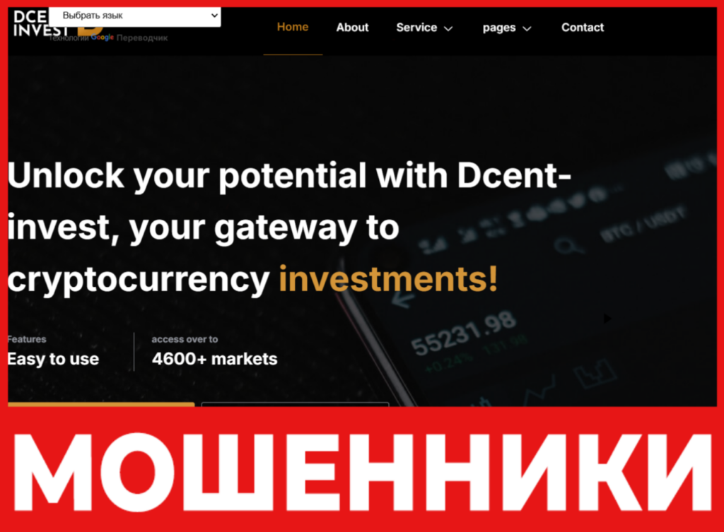 Dcent Invest лицевая сторона скрин