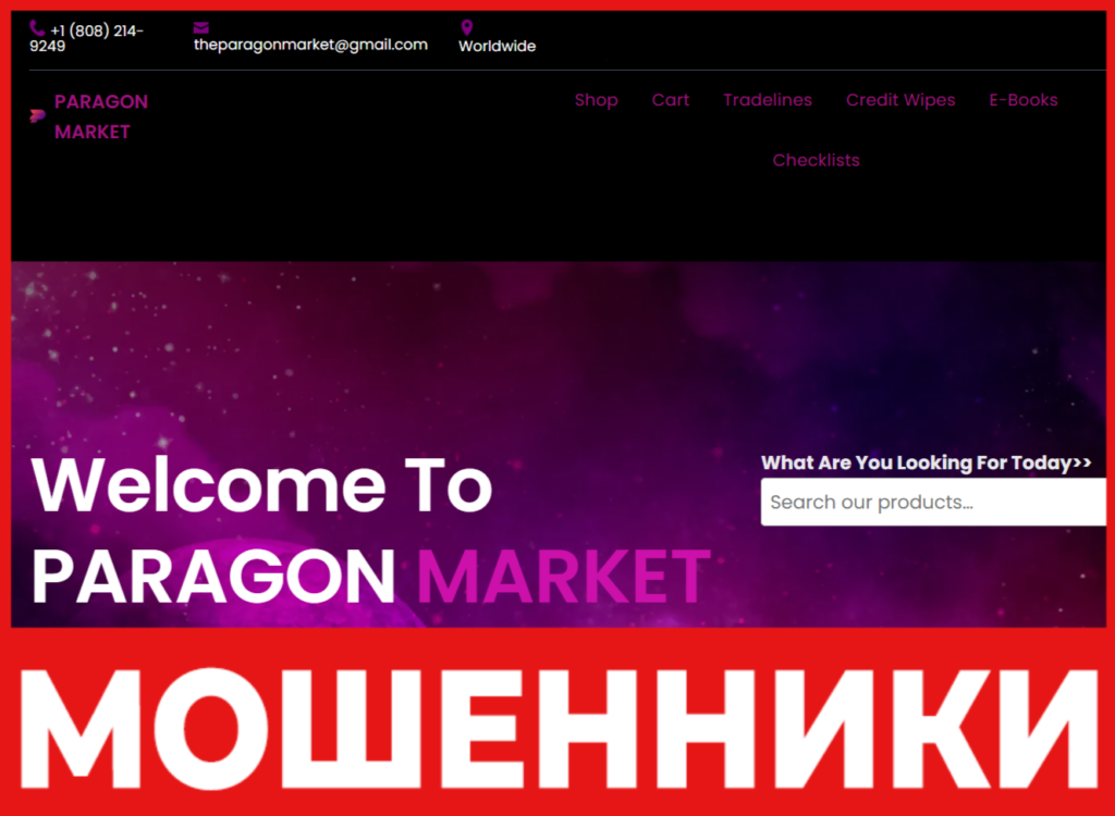 Paragon Market лицевая сторона скрин