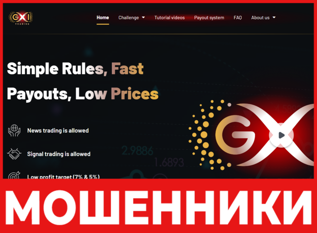 GXI Trading лицевая сторона скрин