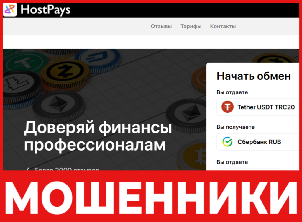 HostPays лицевая сторона скрин