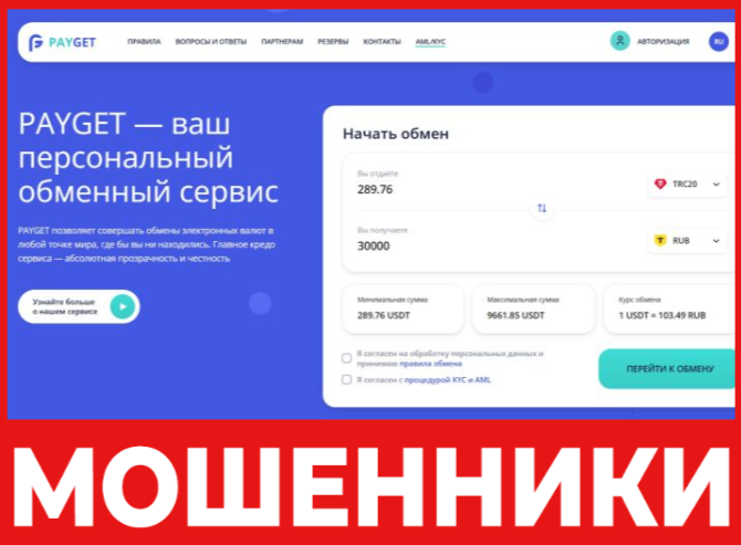 Payget лицевая сторона скрин
