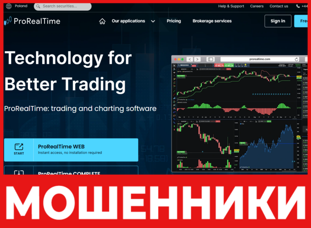 ProRealTime лицевая сторона скрин