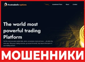 Avatradesfx Options лицевая сторона скрин