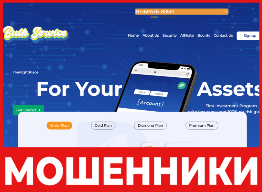 Bulkservice лицевая сторона скрин