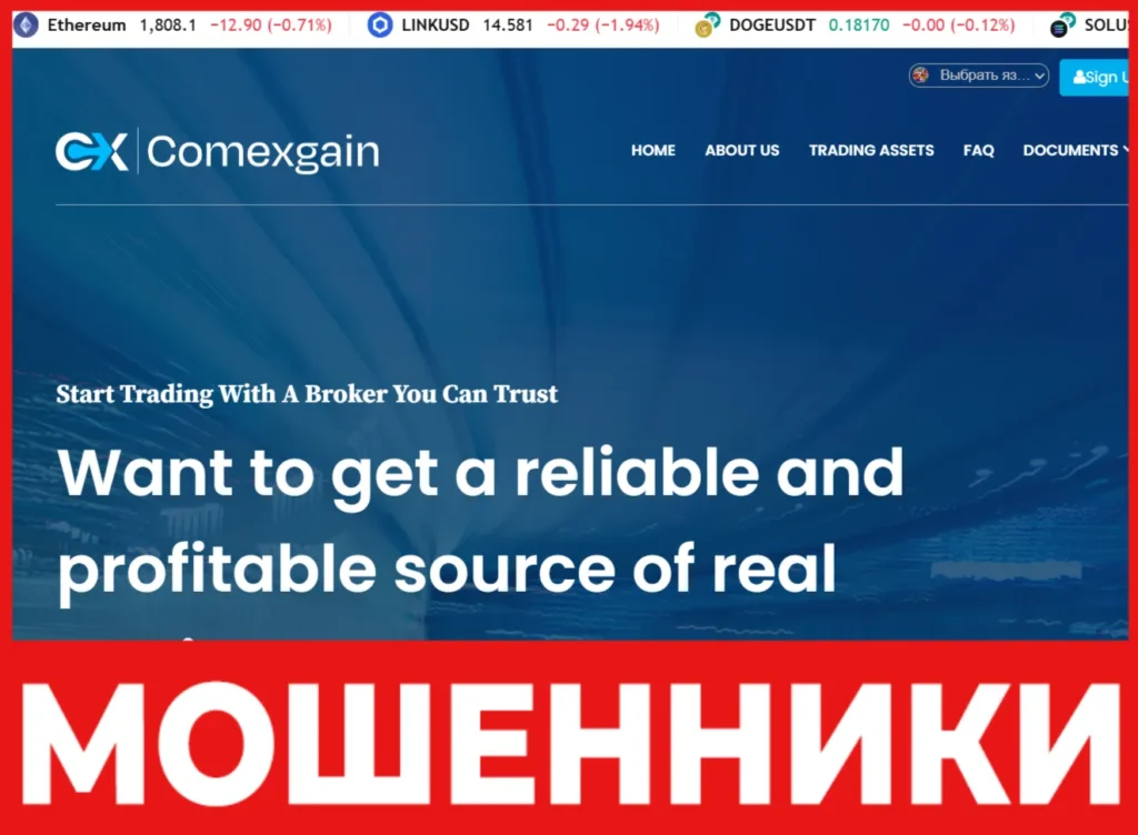 Comexgain лицевая сторона скрин