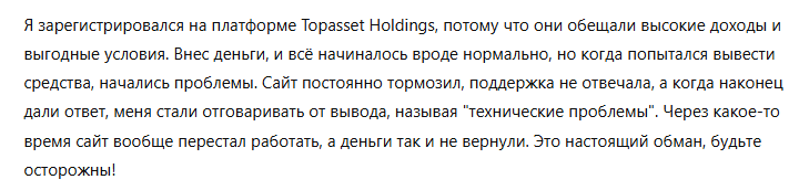 Topasset Holdings 3 скрин