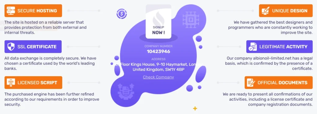 Albion Oil Limited 2 скрин