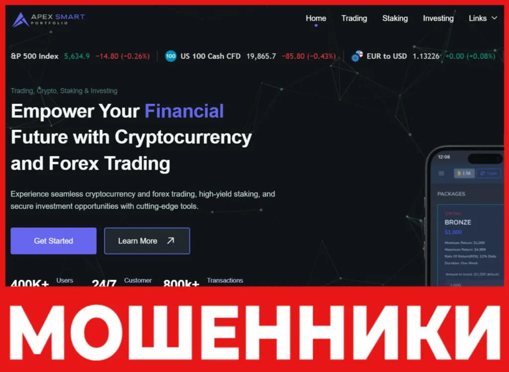 Apex Smart Portfolio лицевая сторона скрин