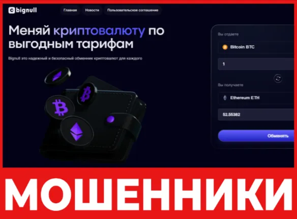 Bignull лицевая сторона скрин