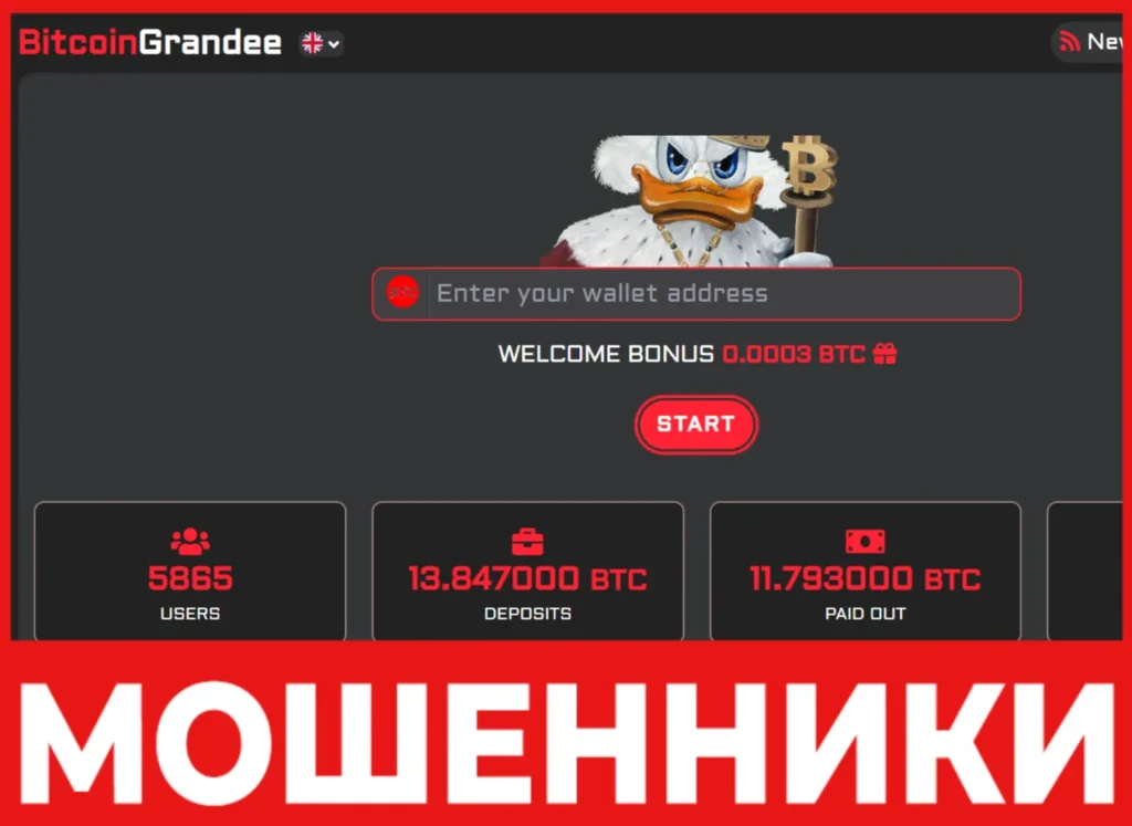 BitcoinGrandee лицевая сторона скрин