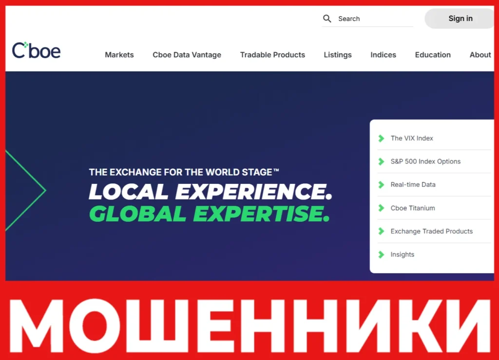 Cboe лицевая сторона скрин