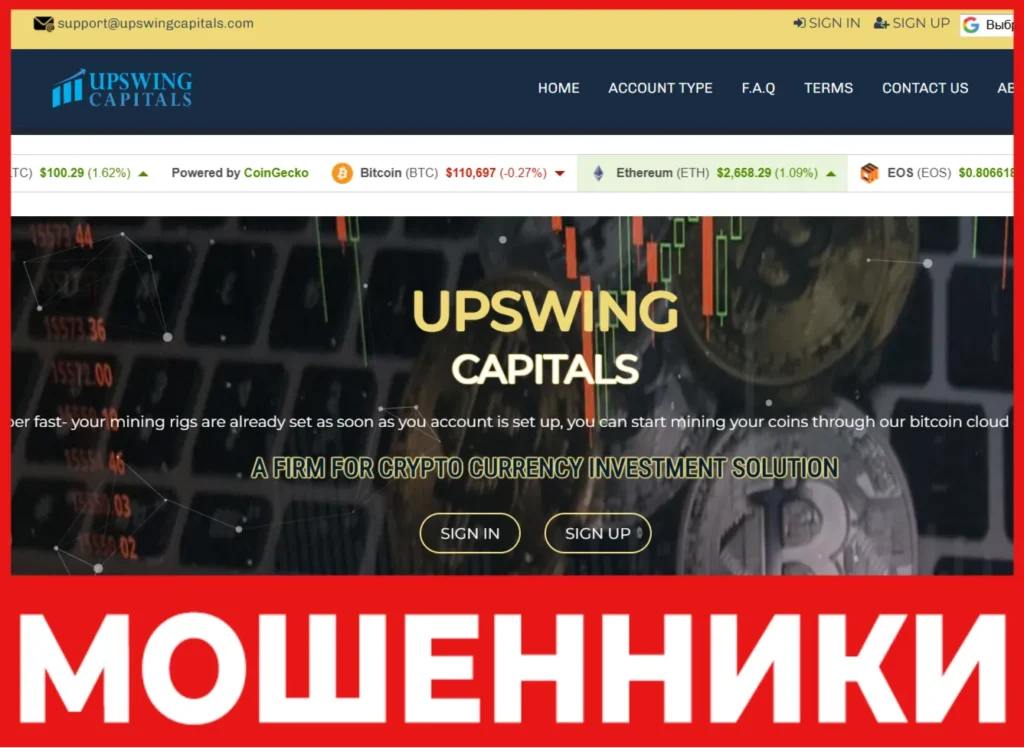 Upswingcapitals лицевая сторона скрин