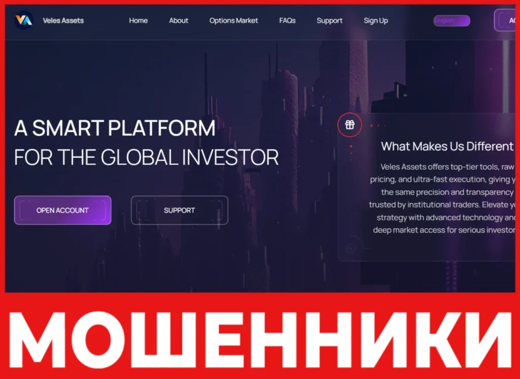 Veles Assets лицевая сторона скрин