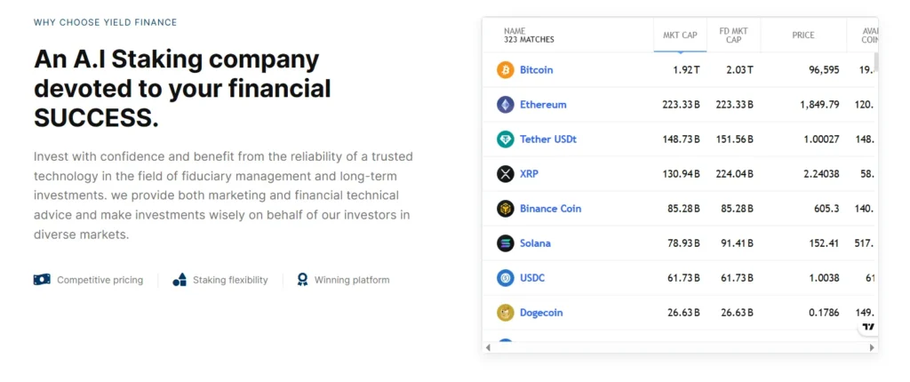 Yield Finance 2 скрин