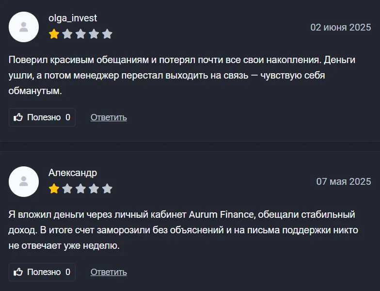 Aurum Finance_1 скрин