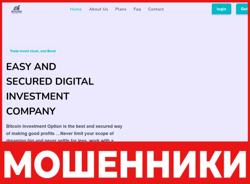 Bitcoin Investment Option лицевая сторона скрин