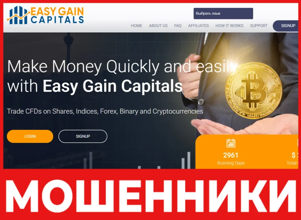 Easy Gain Capitals лицевая сторона скрин