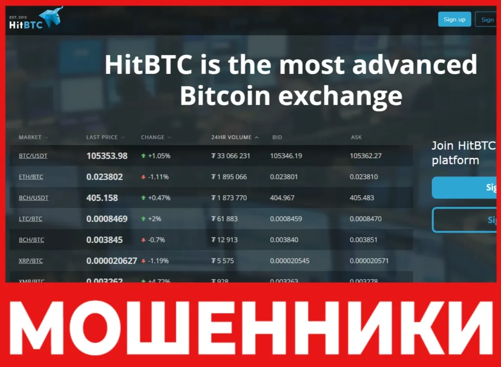 HitBTC лицевая сторона скрин
