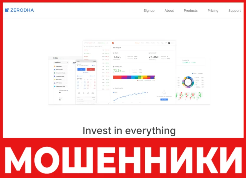 Zerodha лицевая сторона скрин