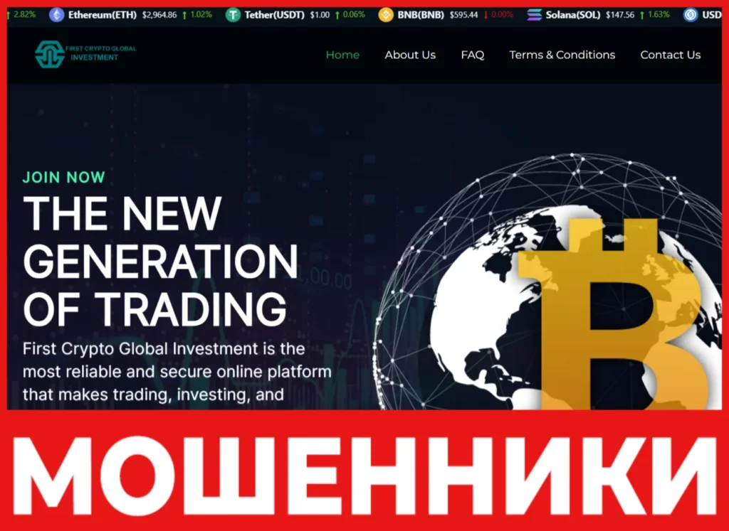 First Crypto Global Investment лицевая сторона скрин