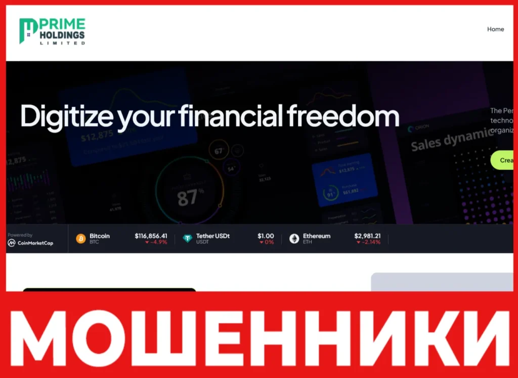Prime Holdings Ltd лицевая сторона скрин