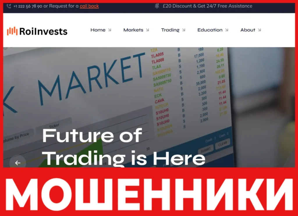 RoiInvest лицевая сторона скрин