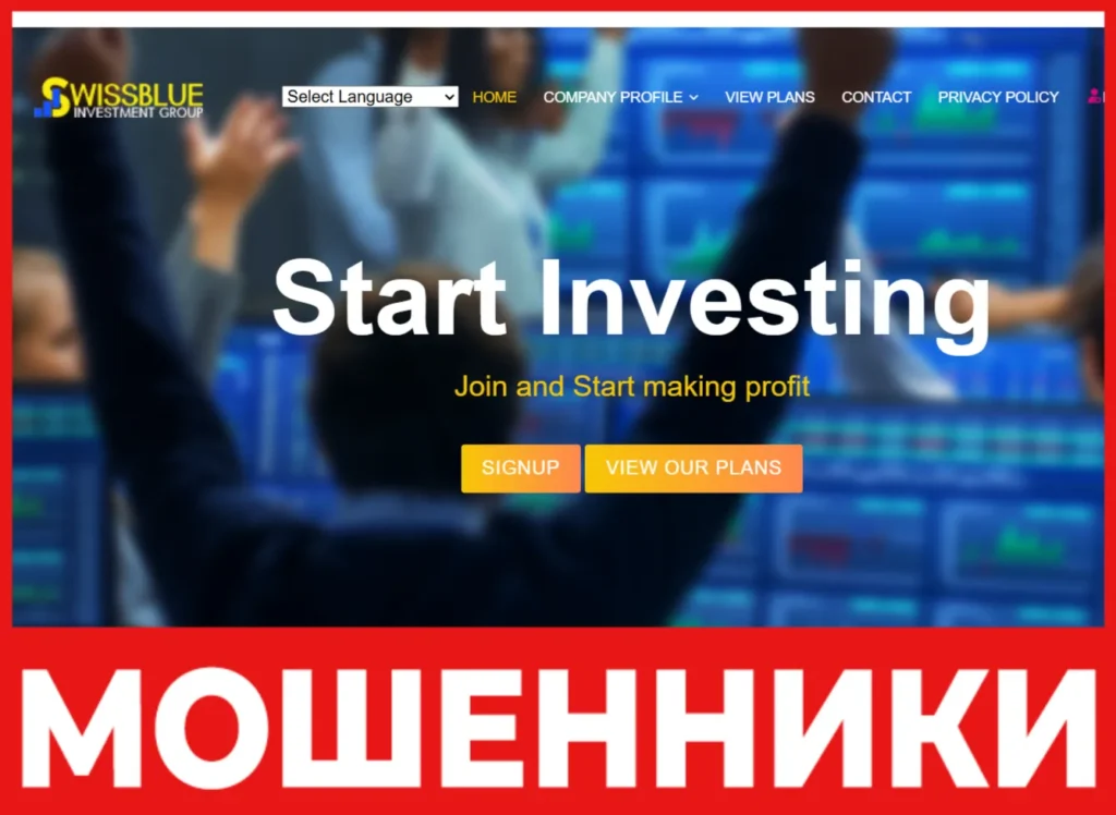 SWISS BLUE INVESTMENT GROUP лицевая сторона скрин