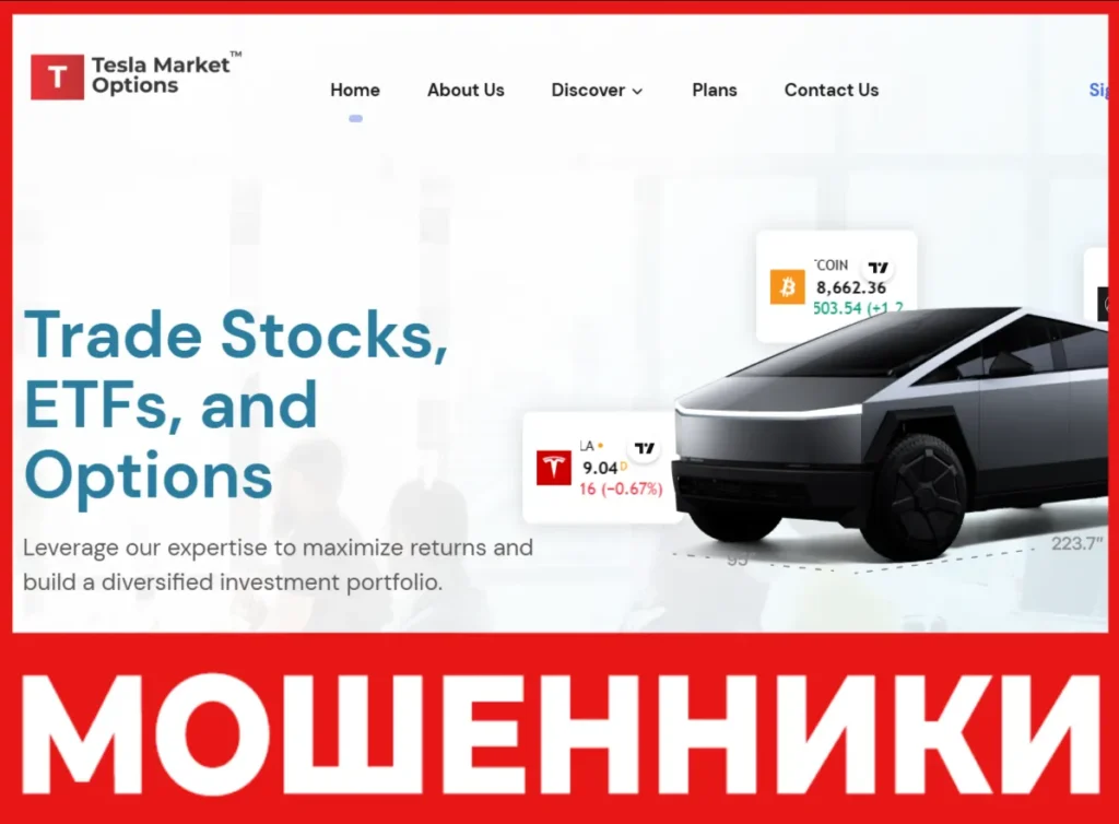 TeslaMarketOptions лицевая сторона скрин