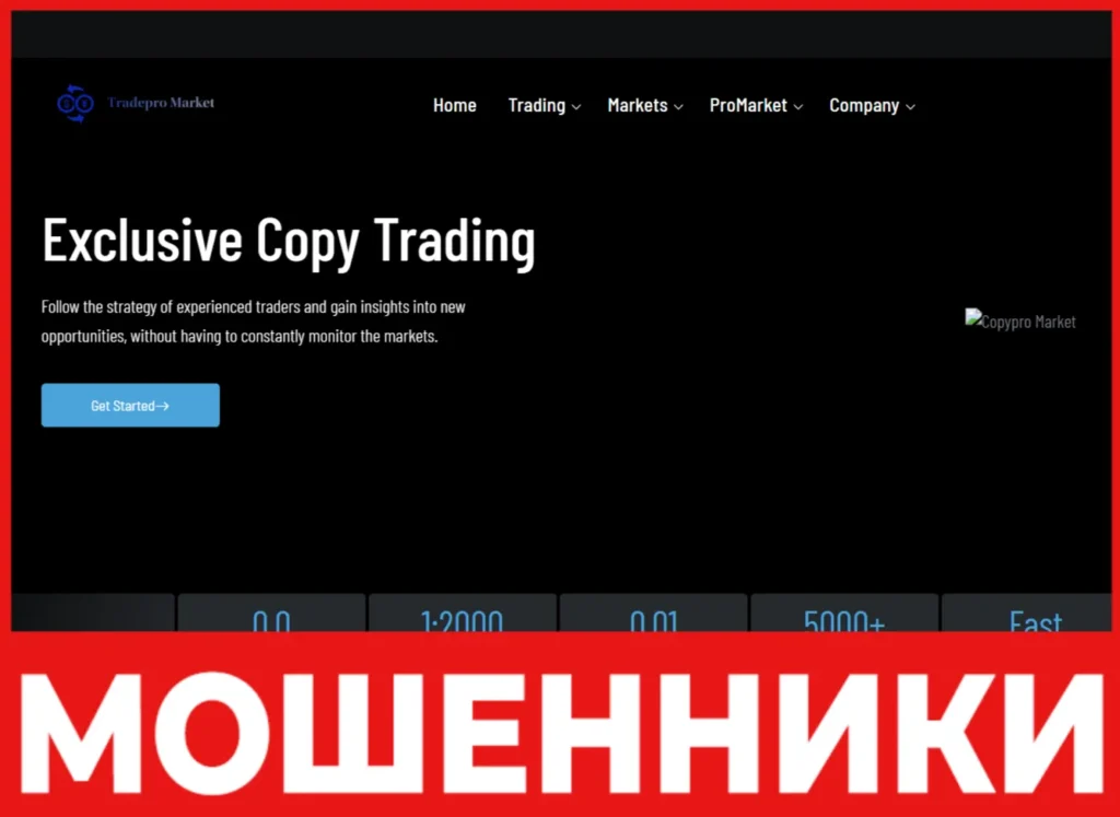 Tradepro Market лицевая сторона скрин