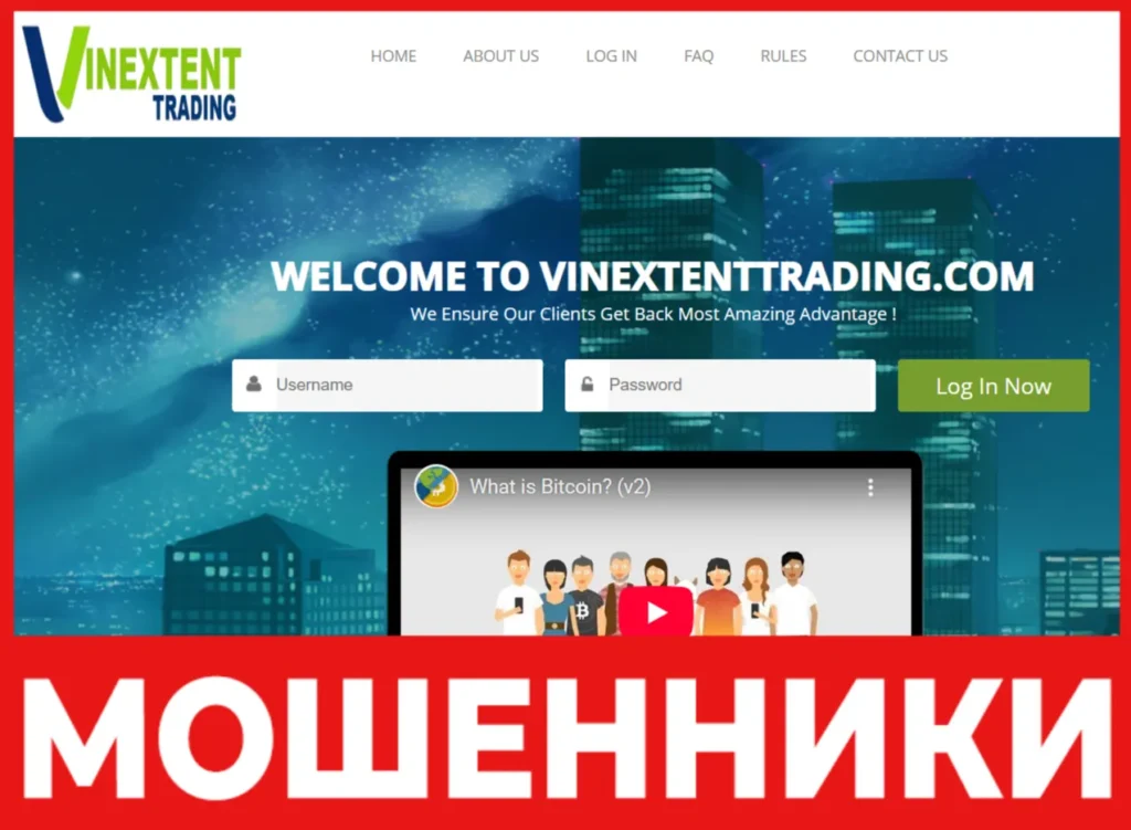 Vinextent Trading лицевая сторона скрин