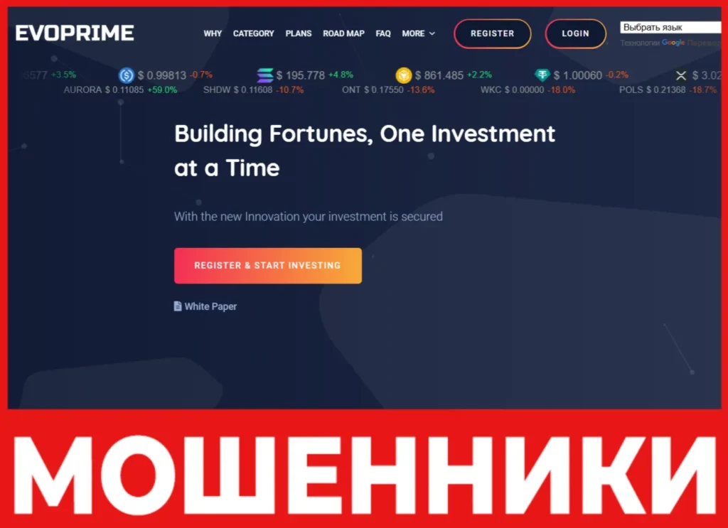 EvoPrime лицевая сторона скрин